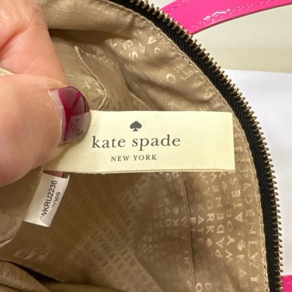 Kate Spade Vinyl Bow Bag Black White Pink - Picture 5 of 13